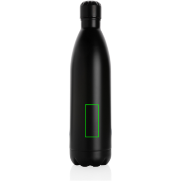 Einfarbige Vakuumflasche aus Edelstahl 1 l: Logoposition – unterer Bereich der Produktrückseite