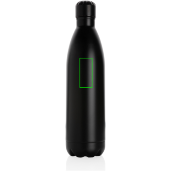 Einfarbige Vakuumflasche aus Edelstahl 1 l: Logoposition – oberer Bereich der Produktvorderseite