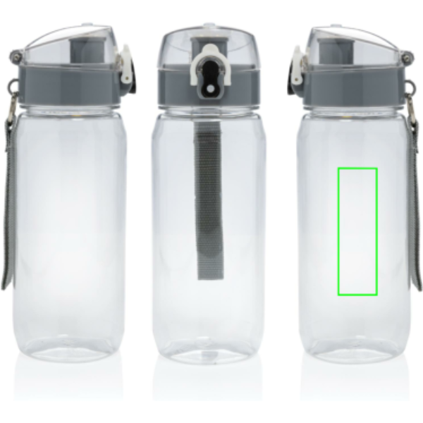 Yide läcksäker låsbar vattenflaska i RCS-återvunnen PET 600 ml: Logotypens placering – produktens högra sida