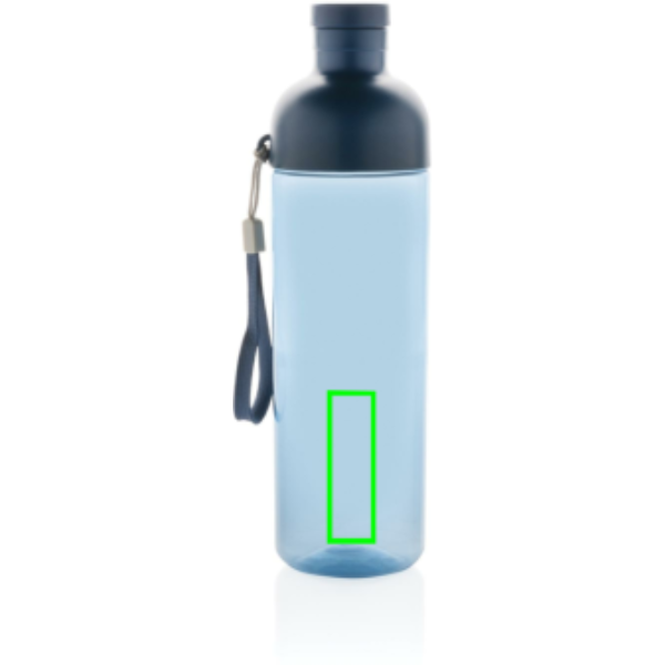 Impact auslaufsichere Trinkflasche aus RCS-recyceltem PET 600 ml: Logoposition – unterer Bereich der Produktvorderseite