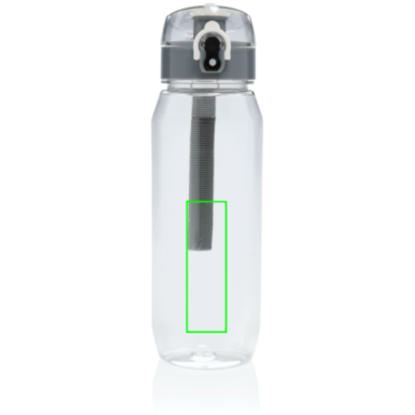 Yide läcksäker låsbar vattenflaska i RCS-återvunnen PET 800 ml: Logotypens placering – nedre delen av produktens framsida