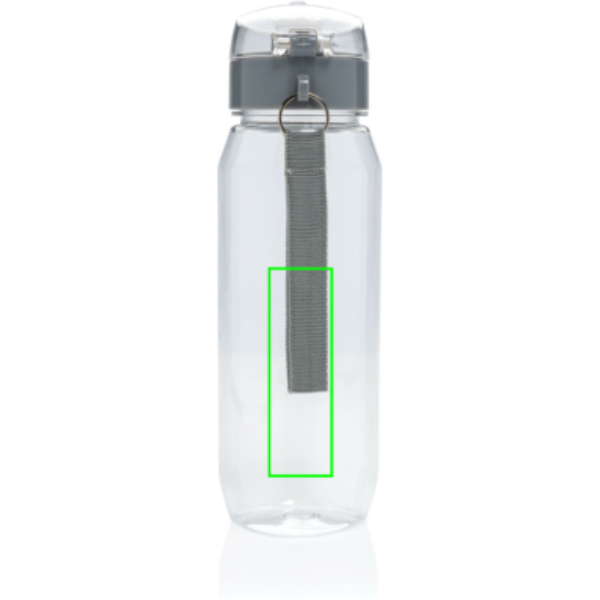 Yide läcksäker låsbar vattenflaska i RCS-återvunnen PET 800 ml: Logotypens placering – nedre delen av produktens baksida