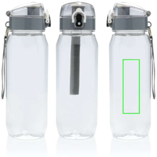 Yide läcksäker låsbar vattenflaska i RCS-återvunnen PET 800 ml: Logotypens placering – produktens högra sida