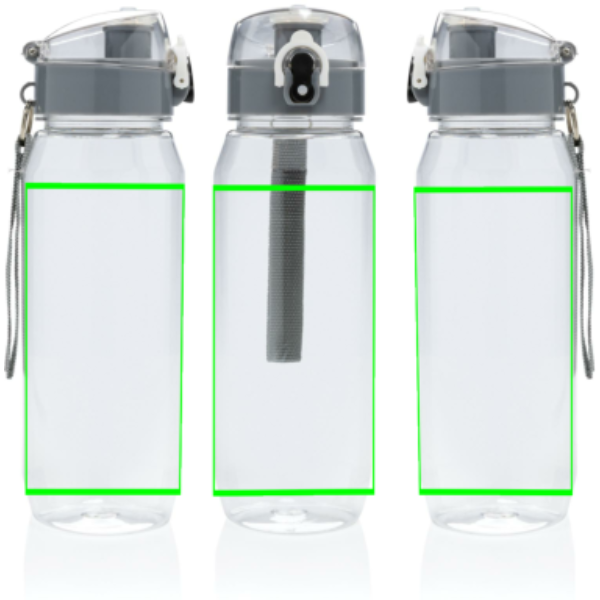 Yide läcksäker låsbar vattenflaska i RCS-återvunnen PET 800 ml: Logotypens placering – produkt