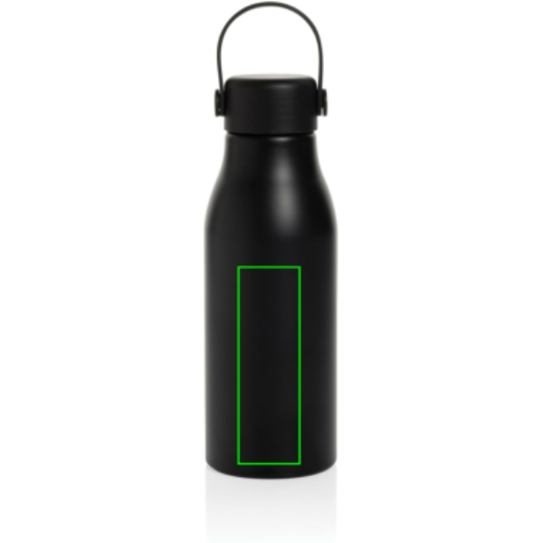 Pluto gertuvė iš RCS sertifikuoto perdirbto aliuminio 680 ml: Logotipo vieta – gaminio galinės pusės apatinė dalis