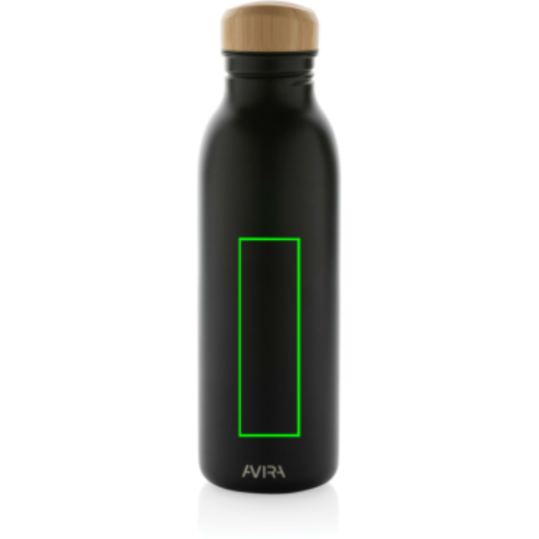 Avira Alcor RCS enkelväggig vattenflaska i återvunnet stål 600 ml: Logotypens placering – mitten på produktens framsida