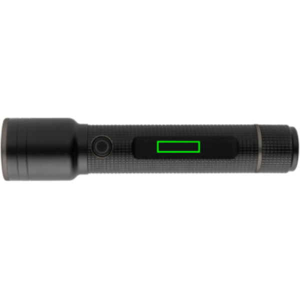 Große Gear X Taschenlampe aus RCS recycelt. Alu mit USB-Akku: Logoposition – Taschenlampe