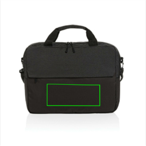 Kazu 15.6" laptopväska  AWARE™ RPET: Logotypens placering – nedre delen av produktens framsida