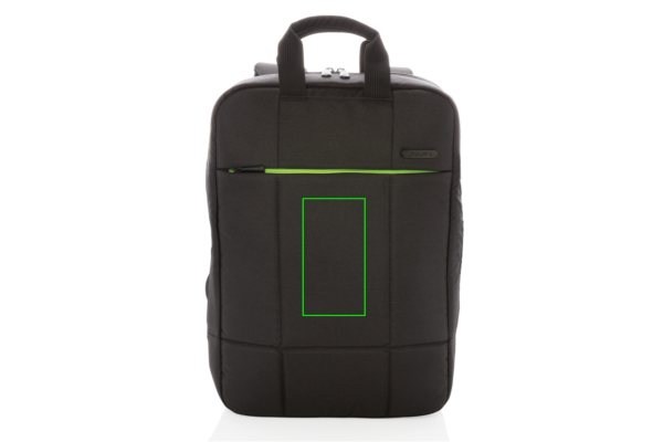 Soho business RPET 15.6" laptopryggsäck PVC-fri: Logotypens placering – mitten på produktens framsida