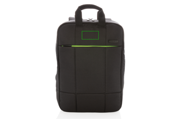 Soho business RPET 15.6" laptopryggsäck PVC-fri: Logotypens placering – övre delen av produktens framsida