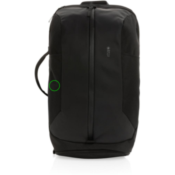 Swiss Peak AWARE™ RPET 15.6" jobb/gymryggsäck: Logotypens placering – produktens nedre vänstra del