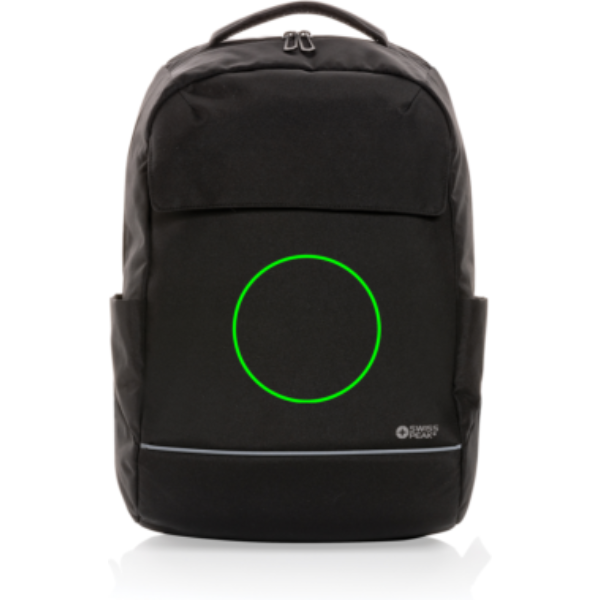 Swiss Peak Brooke AWARE™ RPET daily 15.6" laptop backpack: Logo position – centre front of the product
