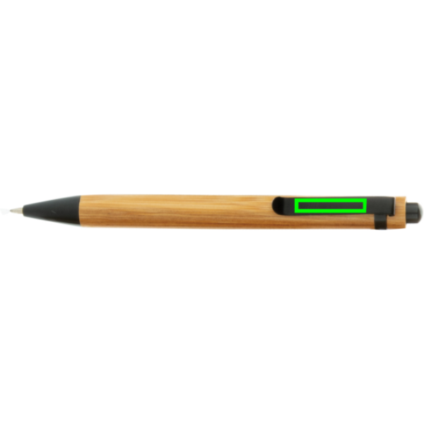 A5 bambu anteckningsbok & penna: Logotypens placering – klämma