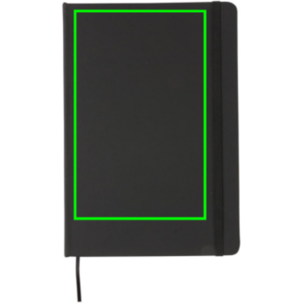 Standard A5 Notizbuch mit PU-Hardcover: Logoposition – oberer Bereich der Produktvorderseite