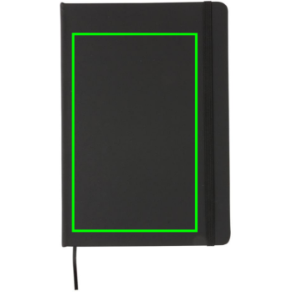 Standard A5 Notizbuch mit PU-Hardcover: Logoposition – Mitte der Produktvorderseite