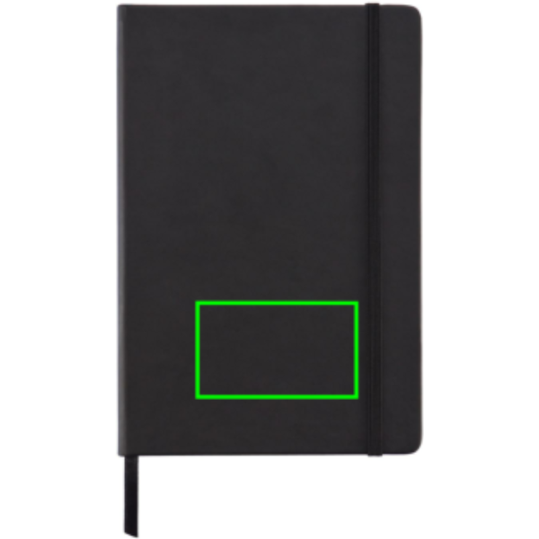 Anteckningsbok Deluxe PU - prägling A5: Logotypens placering – nedre delen av produktens framsida