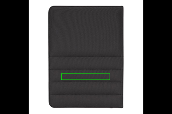 Impact AWARE™ RPET A4 Portfolio mit Reißverschluss: Logoposition – unterer Bereich der Produktrückseite