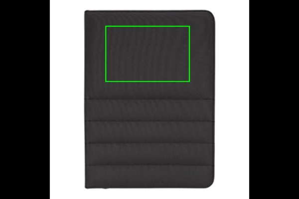 Impact AWARE™ RPET A4 Portfolio mit Reißverschluss: Logoposition – oberer Bereich der Produktvorderseite