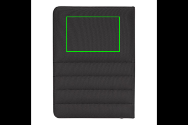 Impact AWARE™ RPET A4 Portfolio mit Reißverschluss: Logoposition – oberer Bereich der Produktrückseite