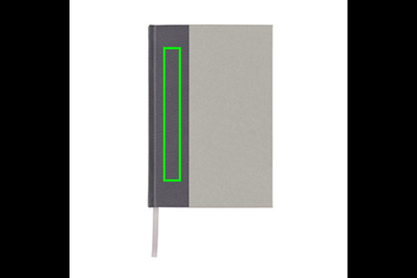 Words GRS sertificēts RPET & Kraft A5 piezīmjdators: Logotipa izvietojums – izstrādājuma priekšpuses kreisā puse