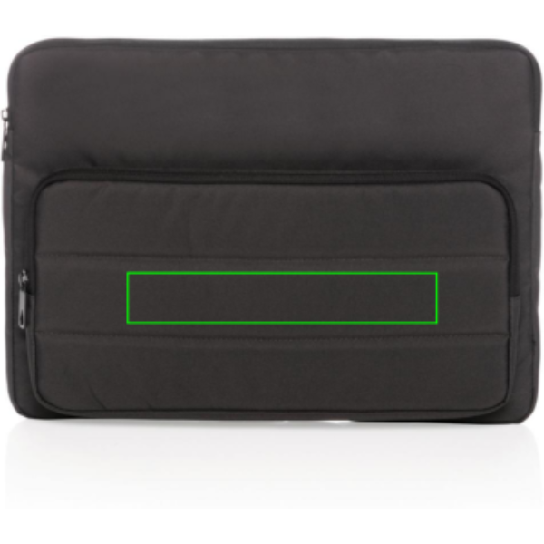 Impact AWARE™ RPET 15.6" laptopsleeve: Logotypens placering – mitten på produktens framsida