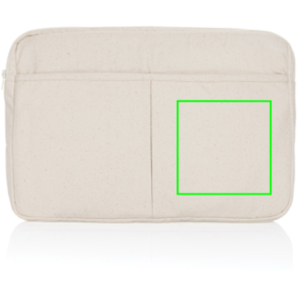 Laluka AWARE™ recycled cotton 15.6 inch laptop sleeve: Logo position – right front of the product