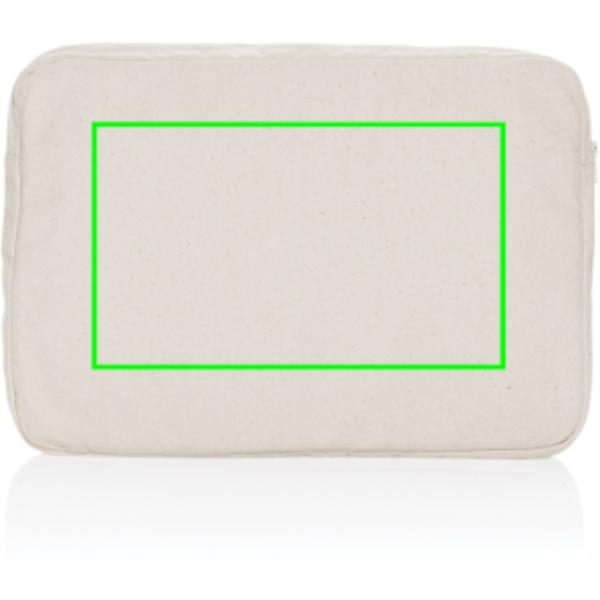 Laluka AWARE™ recycled cotton 15.6 inch laptop sleeve: Logo position – back of the product