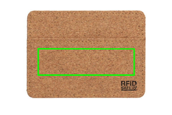 Kapea RFID-suojattu lompakko korkista: Logon sijainti – tuotteen takaosan alaosa