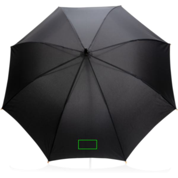 23" Impact AWARE™ RPET 190T paraply med automatisk öppning och bambuhandtag: Logotypens placering – paraply