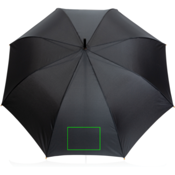 27" Impact AWARE™ RPET 190T automaattisesti avautuva sateenvarjo bambukahvalla: Logon sijainti – sateenvarjo