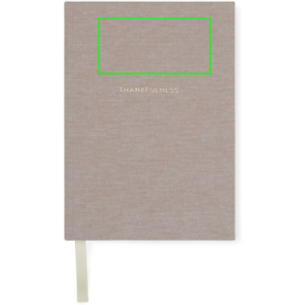 VINGA Thankfulness GRS recycled paper journal: Logo position – upper front of the product