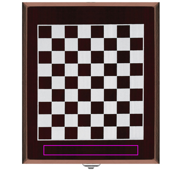 Coffret à vin et jeu d’échecs SAN GIMIGNANO: Bord inférieur du couvercle, sous l’échiquier