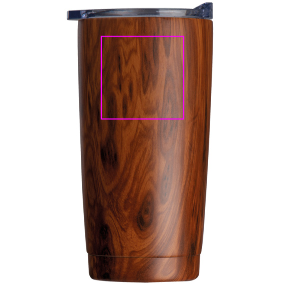 Rostfri mugg med trälook COSTA RICA 550 ml: Främre