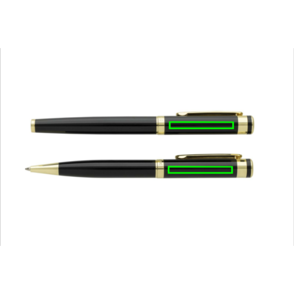 Swiss Peak Luca RCS recycled brass deluxe pen set: next to clip