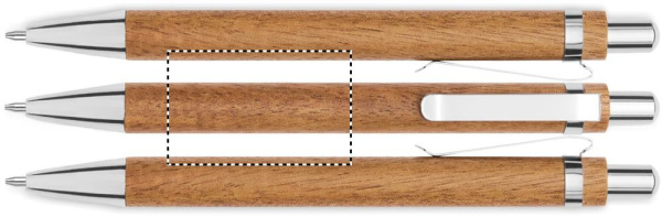 Acacia wood pen and pencil set: Круглый печатный карандаш