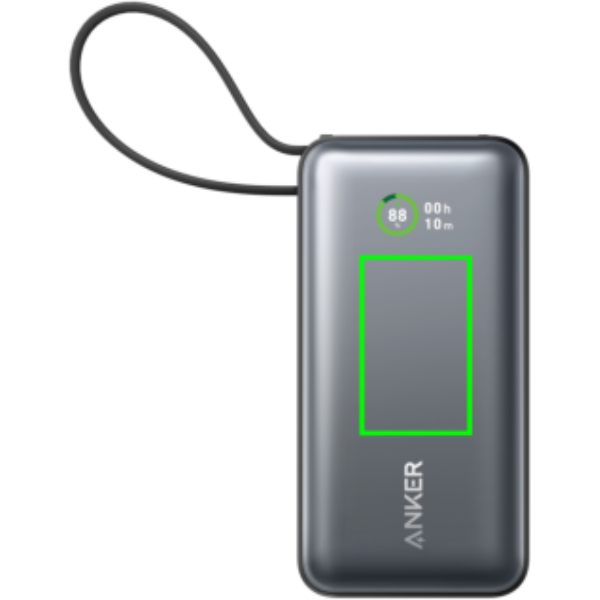Anker Nano Power Bank 30W, sisseehitatud USB-C kaabel: eseme esikülg