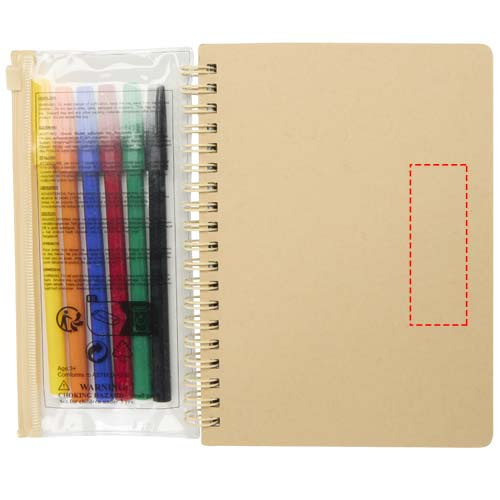 Squiggle B6 anteckningsbok med hårt omslag och pennor för färgläggning: främre