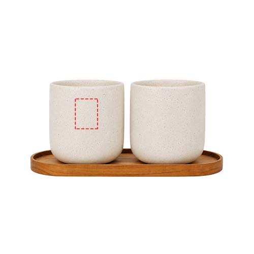 Originalhome ovaalse puidust kandiku ja 150 ml keraamilise kruusi komplekt: 1. tass