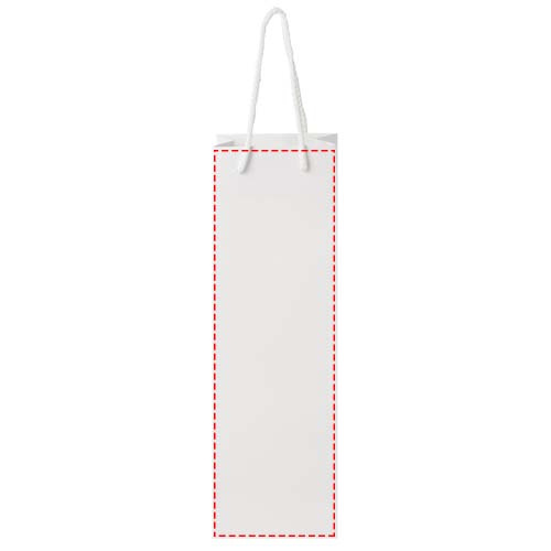 Handgefertigte 170 g/m² Weinflaschentüte aus Integra-Papier mit Kunststoff Kordelgriffen – 12 × 9 × 37 cm: beide Seiten