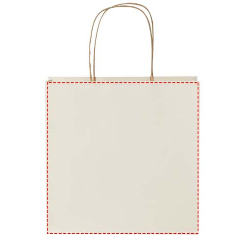 Maatalousjätteestä valmistettu 150 g/m2 paperikassi kierrekahvoilla – 24 x 9 x 24 cm: molemmat puolet
