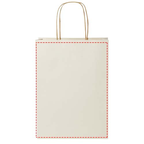 Maatalousjätteestä valmistettu 150 g/m2 paperikassi kierrekahvoilla – 24 x 9 x 32 cm: molemmat puolet
