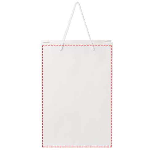 Handgefertigte 170 g/m² Integra-Papiertüte mit Kunststoff Kordelgriffen – 24 × 9 × 36 cm: beide Seiten