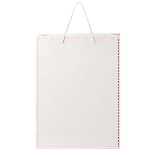 Handgefertigte 170 g/m² Integra-Papiertüte mit Kunststoff Kordelgriffen – 31 × 12 × 41 cm: beide Seiten