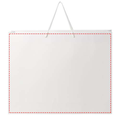 Handgefertigte 170 g/m² Integra-Papiertüte mit Kunststoff Kordelgriffen – 45 × 10 × 35 cm: beide Seiten