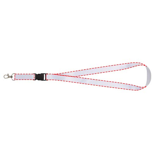 Bucks Sublimation Lanyard mit Schnappverschluss aus recyceltem PET Kunststoff: überall, vorne