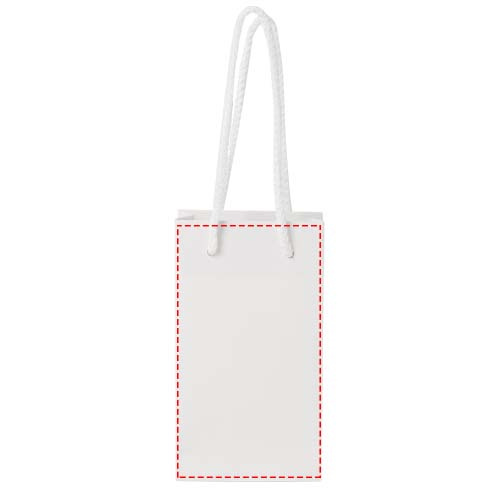 Handgefertigte 170 g/m² Integra-Papiertüte mit Kunststoff Kordelgriffen – 9,5 × 4 × 17 cm: beide Seiten