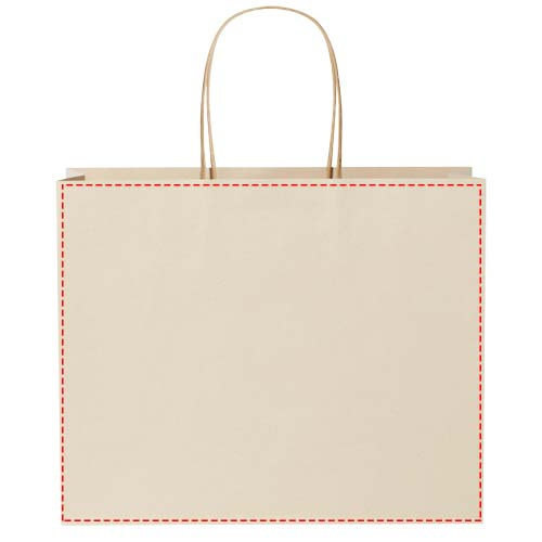 Lauksaimniecības atkritumu 150 g/m2 papīra maisiņš ar savītiem rokturiem - 31 x 12 x 25 cm: abas puses