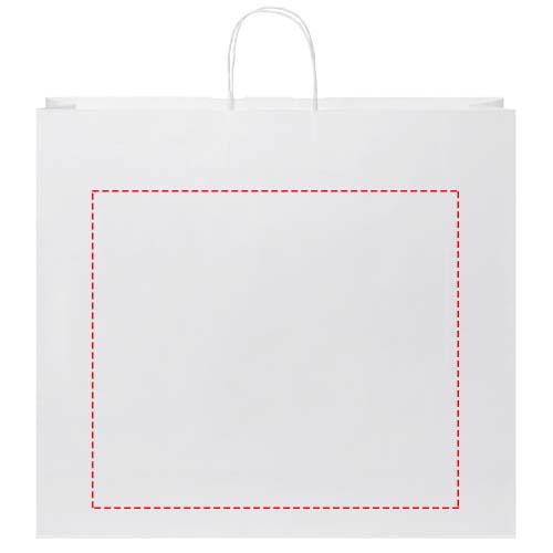 Voimapaperikassi 90-100 g/m2 kierrekahvoilla – 49.5 x 14 x 44 cm: etuosa
