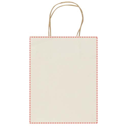 Maatalousjätteestä valmistettu 150 g/m²:n kierrätyspaperikassi, kierretyt kahvat – 18 x 9 x 23 cm: molemmat puolet