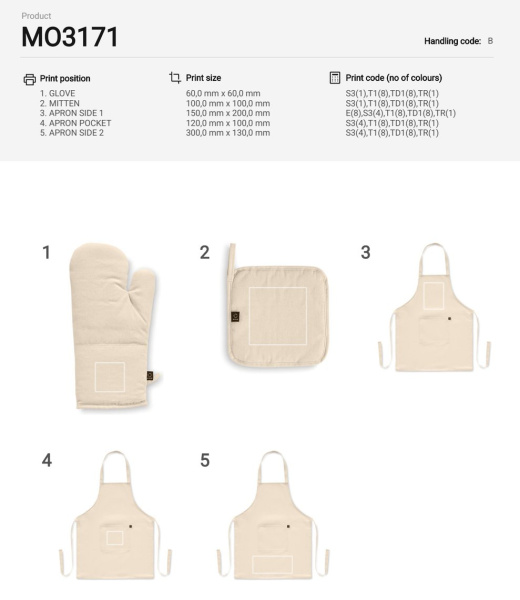 Recycled cotton kitchen set: APRON POCKET